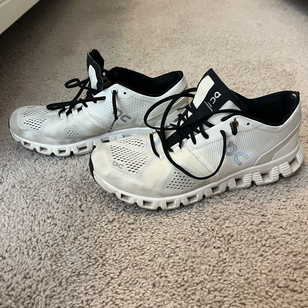 On Cloud X Running Shoes (White with black detail)